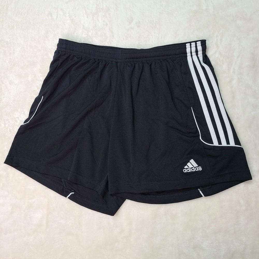 Adidas Women's Squadra 13 Soccer Shorts Large Black Climalite 3 Stripe